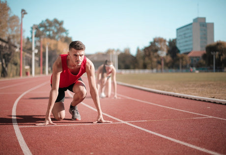 Athletes getting ready to run